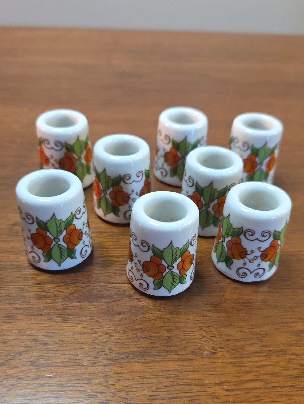 Vintage Mini Candle Holder Ceramic Made In Germany Set Of 8 1.25"